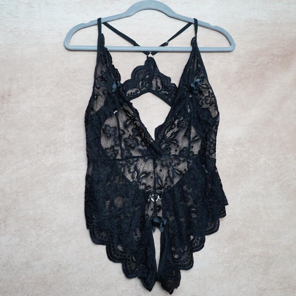 Black Lace Bodysuit Teddy Small Coquette Whimsygoth